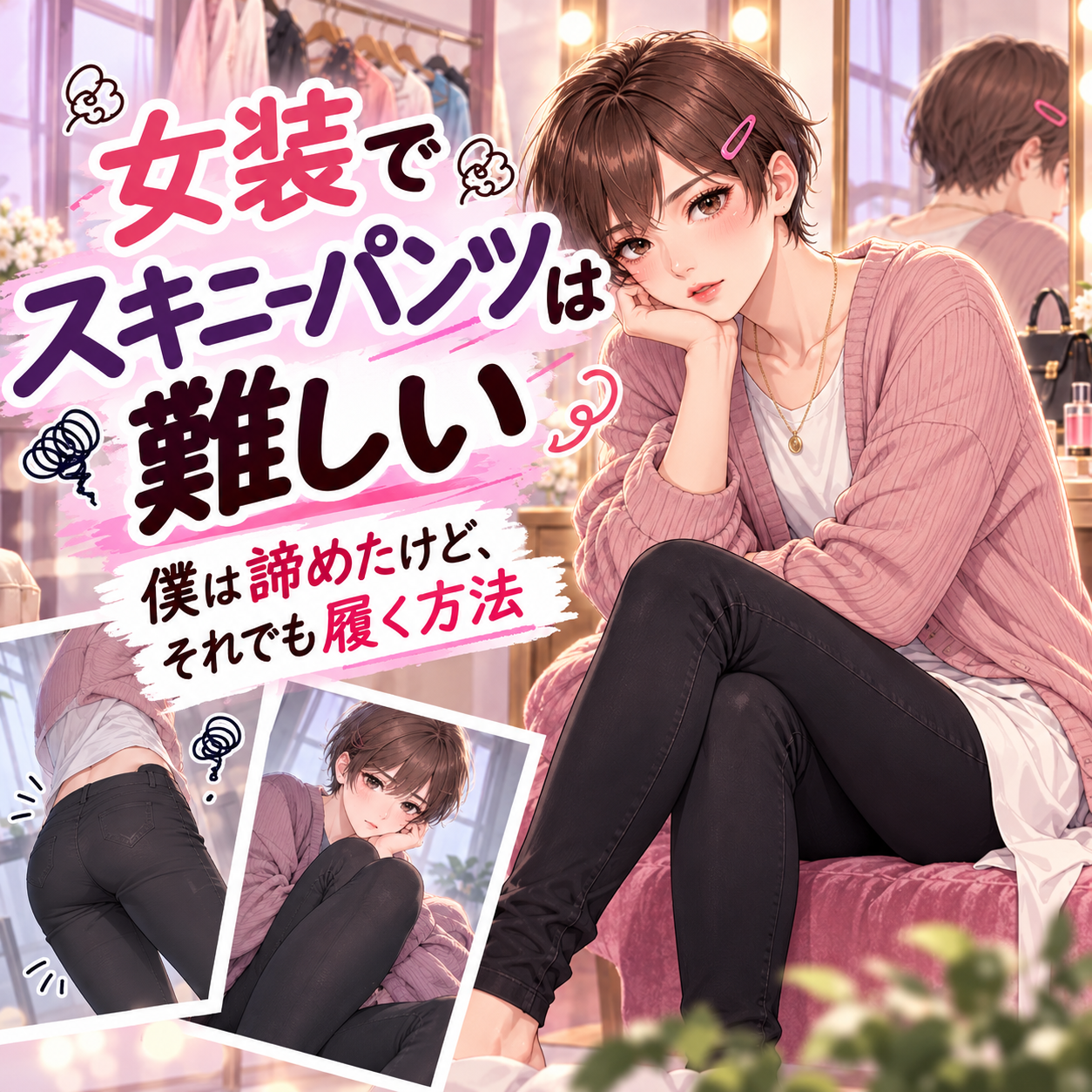女装でスキニーパンツが難しい理由と脚のラインを確認するコーデ