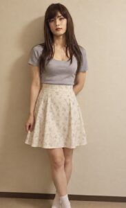 女装で履いた花柄Aラインスカート