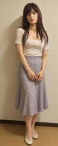 女装で履いた花柄のセミフレアスカート
