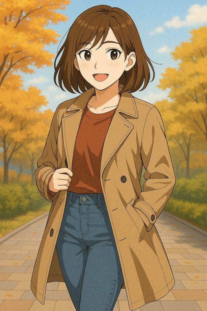 秋のアウターで軽さを意識して着こなしている女装男子