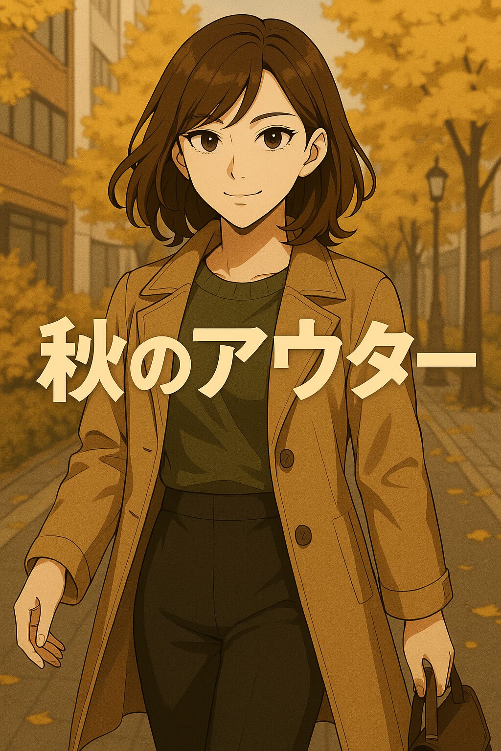 秋のアウターを軽い素材でコーデして女子っぽく見せいている女装男子