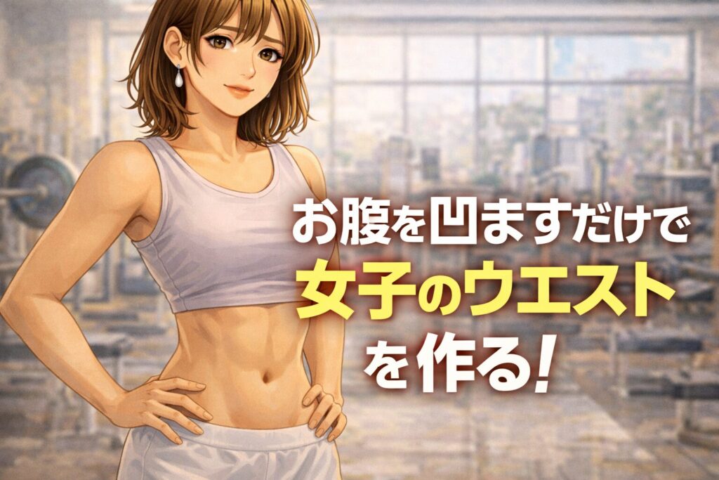 女装でお腹を凹ませた姿勢を意識して立っている様子のイラスト