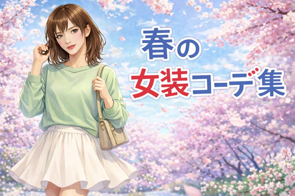 春の女装コーデ例|ワンピとフレアスカートの着こなし