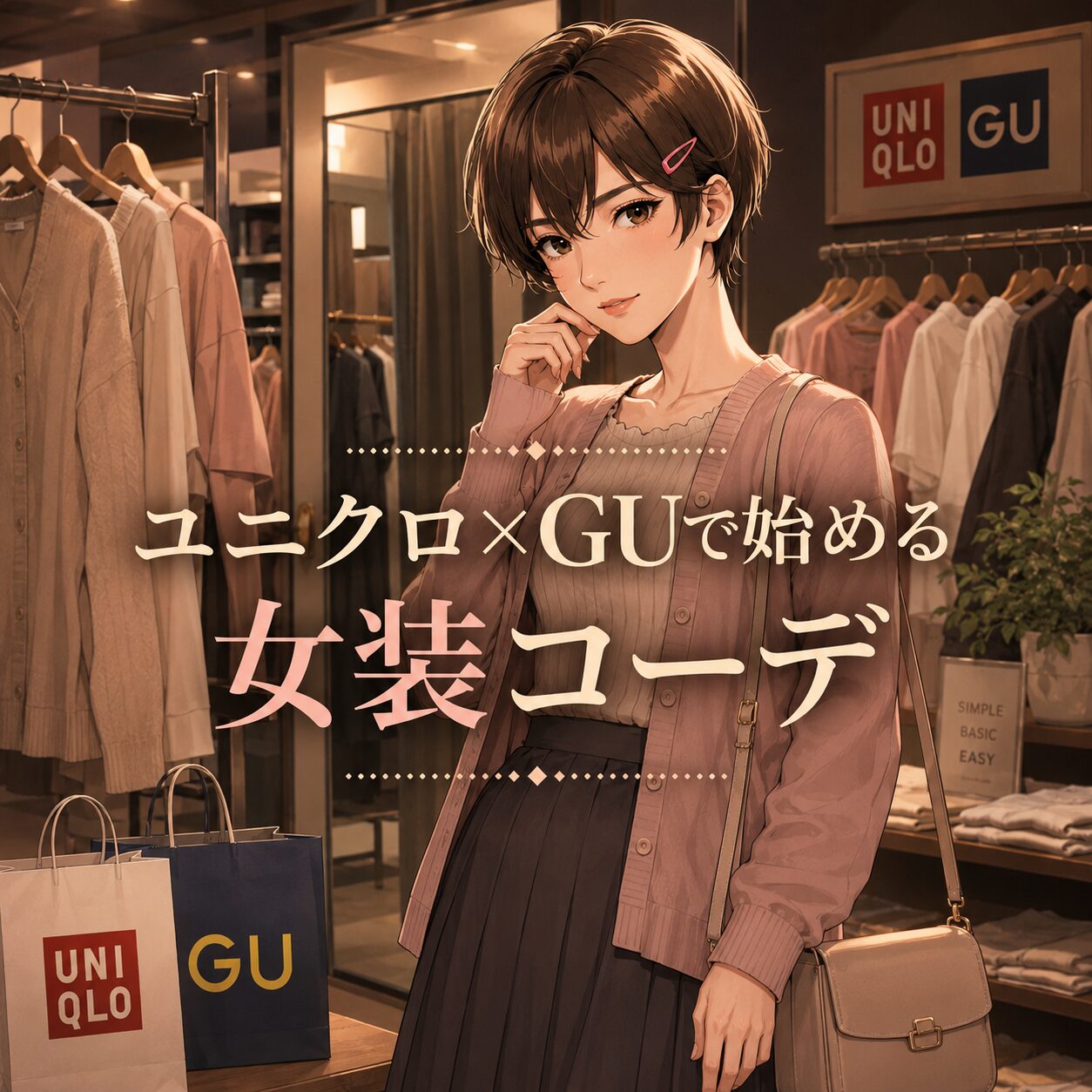 ユニクロとGUのシンプルな服で女装コーデを始める女装男子