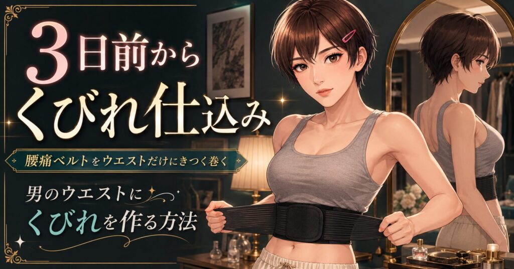 女装でコルセットを使ってウエストにくびれを作るイメージ