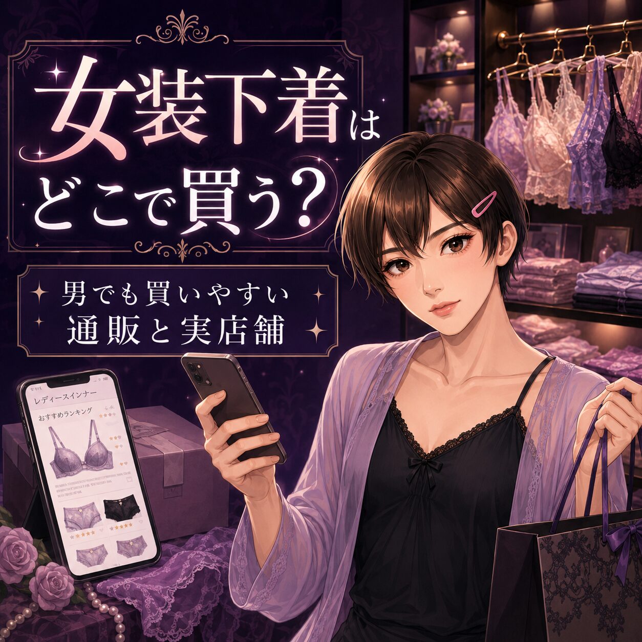 女装用の下着をどこで買うか迷う男