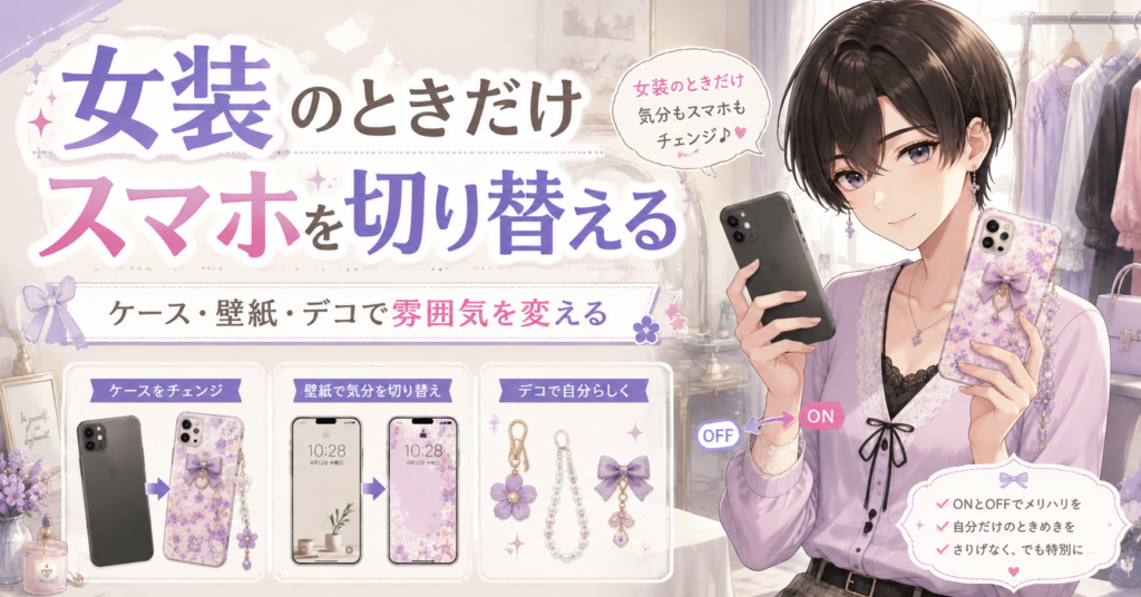 女装のときだけスマホケースや壁紙を女子っぽく変える方法