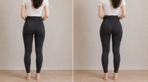 女装でくびれとお尻の横幅を作った後ろ姿の比較