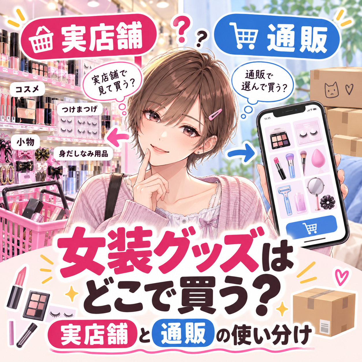 女装グッズはどこで買う？実店舗と通販の使い分け