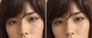細いアイラインと太めのアイラインを比べた目元