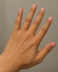 白い部分を残さず短く切った普段の爪