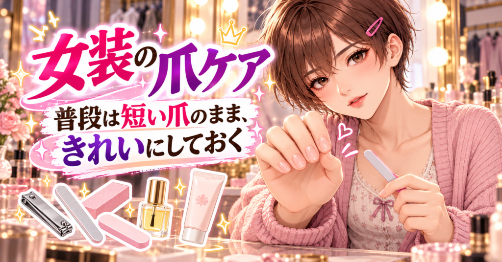 短い爪を整えて女装でも清潔に見せる爪ケア