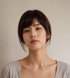 首元が開いた服で喉仏が見えている状態