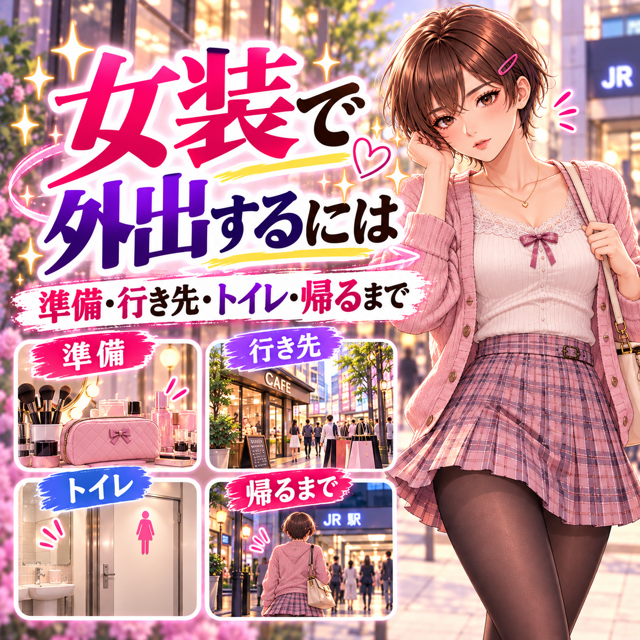 女装で外出する時の準備・行き先・トイレ・帰り方を紹介するガイド