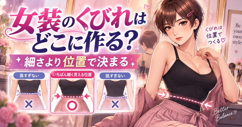 女装でくびれを作る位置とウエストを細く見せる方法