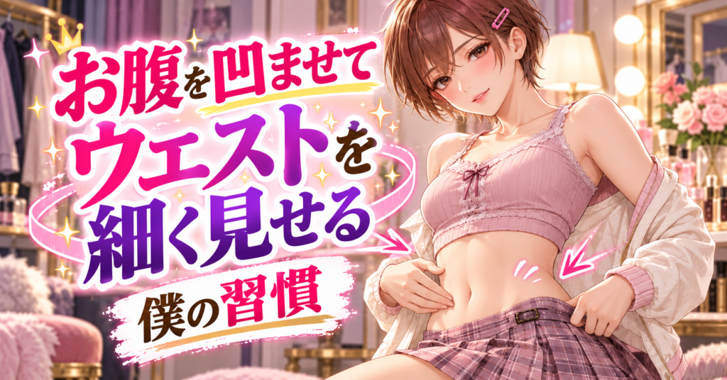 女装のウエストを細く見せるためにお腹と脇腹を凹ませるトレーニング