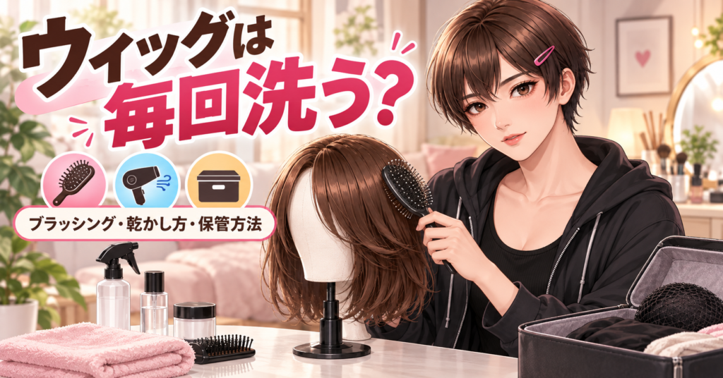 女装で使ったウィッグをブラッシングして手入れする方法
